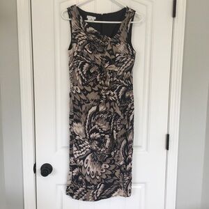 London Times Sleeveless Tan & Black Dress Size 10